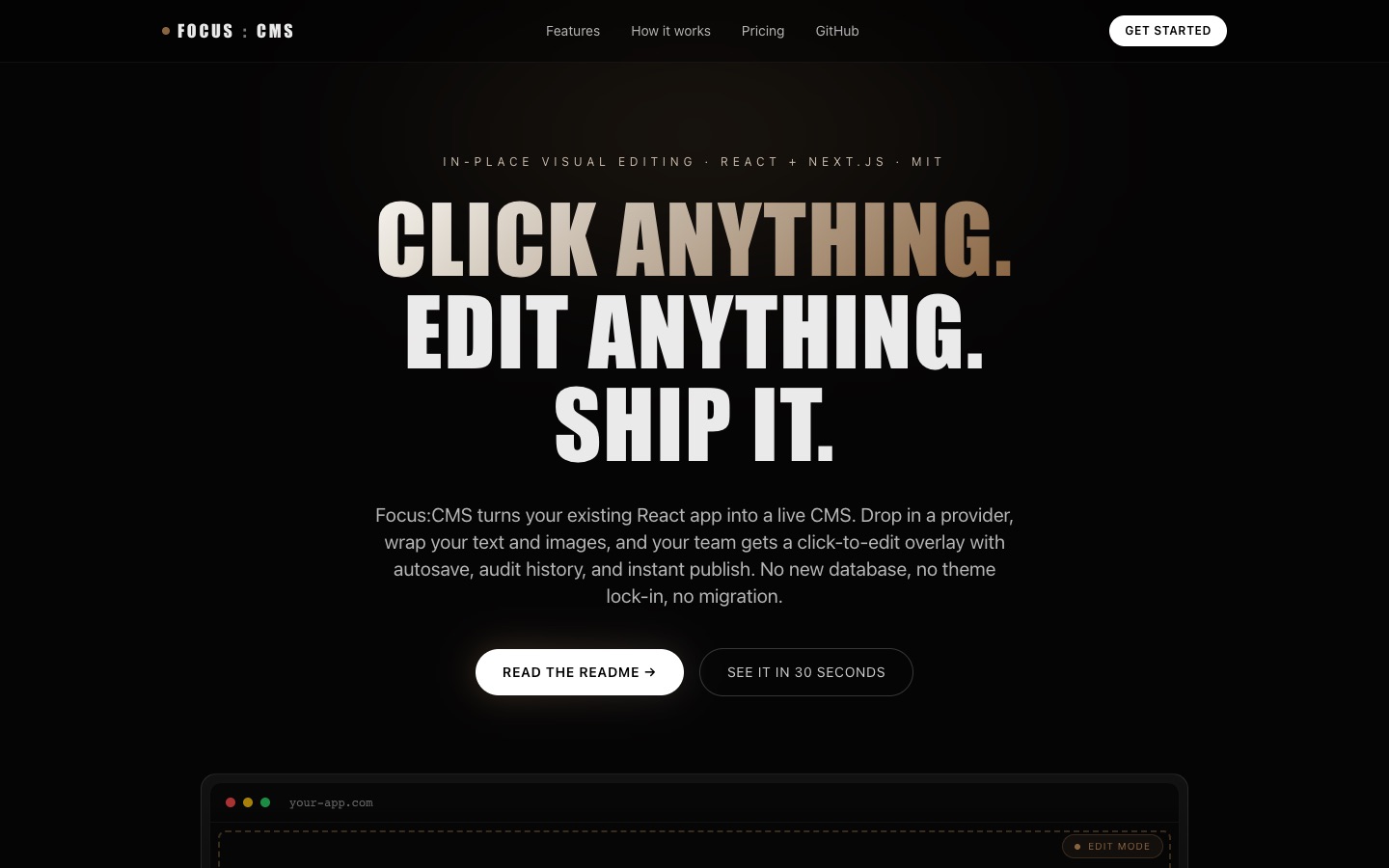 Screenshot of Focus: CMS